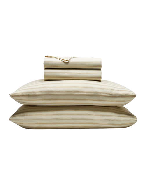 Soft-Wash Cotton Sheet Set in Coconut and Sandalwood Stripe