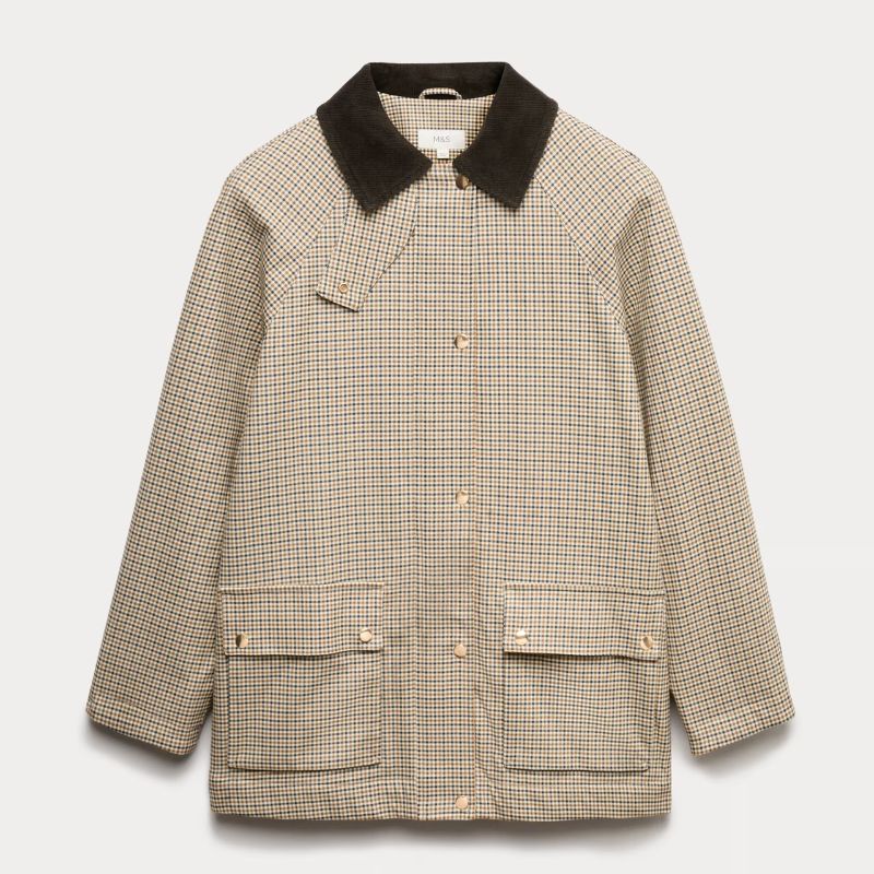 Waxed Look Checked Utility Jacket cut out 