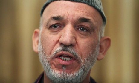 Afghan President Hamid Karzai at a press conference: Some say that if American troops couldn&amp;#039;t defeat the Taliban, Karzai&amp;#039;s government won&amp;#039;t be able to, either. 