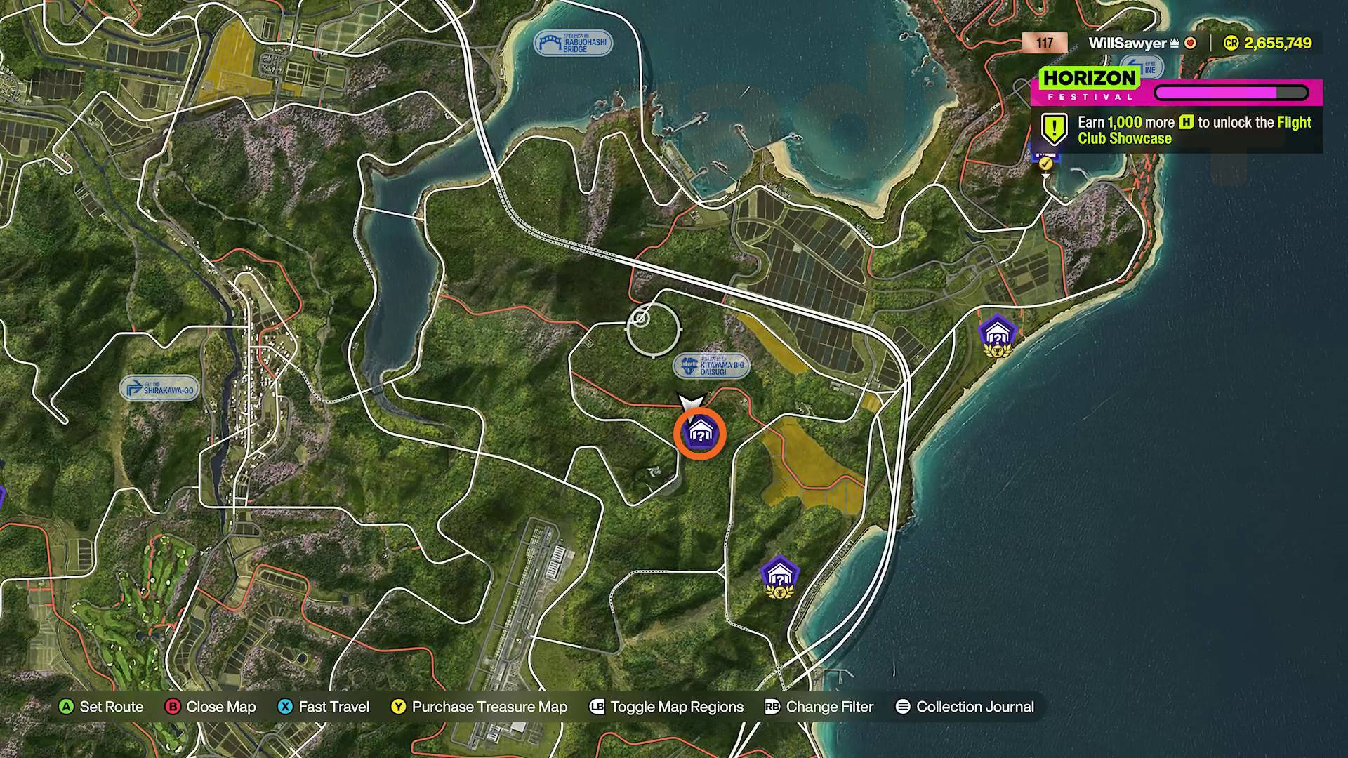 Forza Horizon 6 Barn Find map for Nissan #11 Tomica Skyline Turbo Super Silhouette
