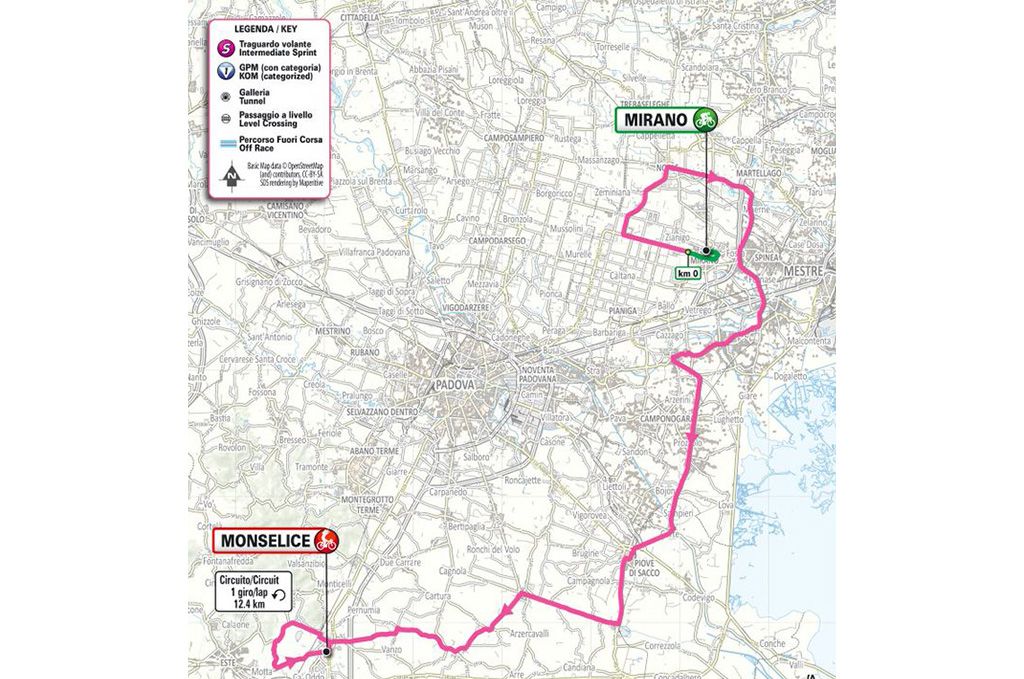 Stage 5 map for 2025 Giro d'Italia Women