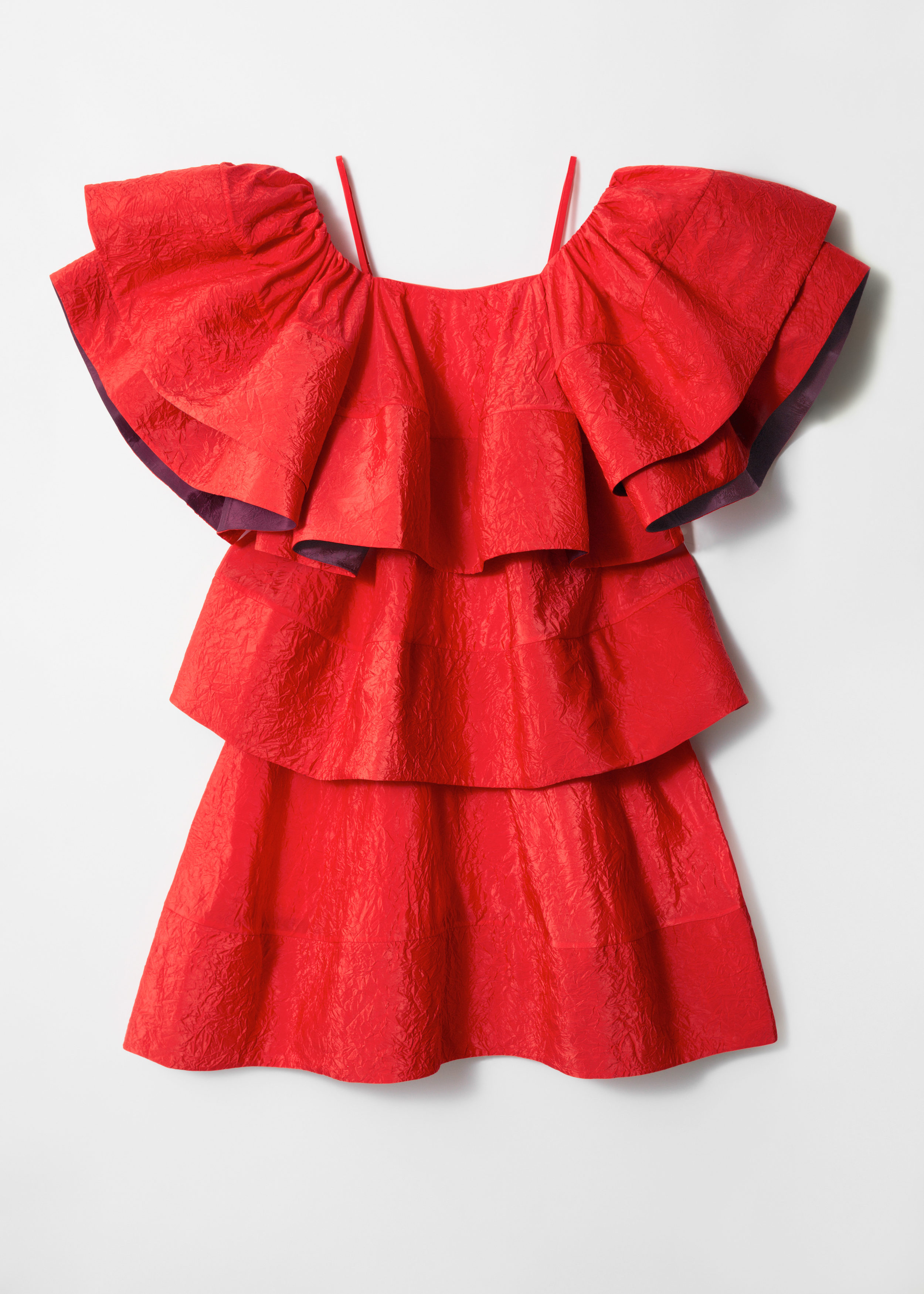 Ruffle Jacquard Midi Dress