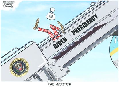 Political Cartoon U.S. biden slip