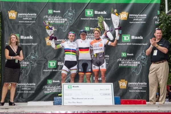The final podium: Bronzini, Teutenberg and Gilmore
