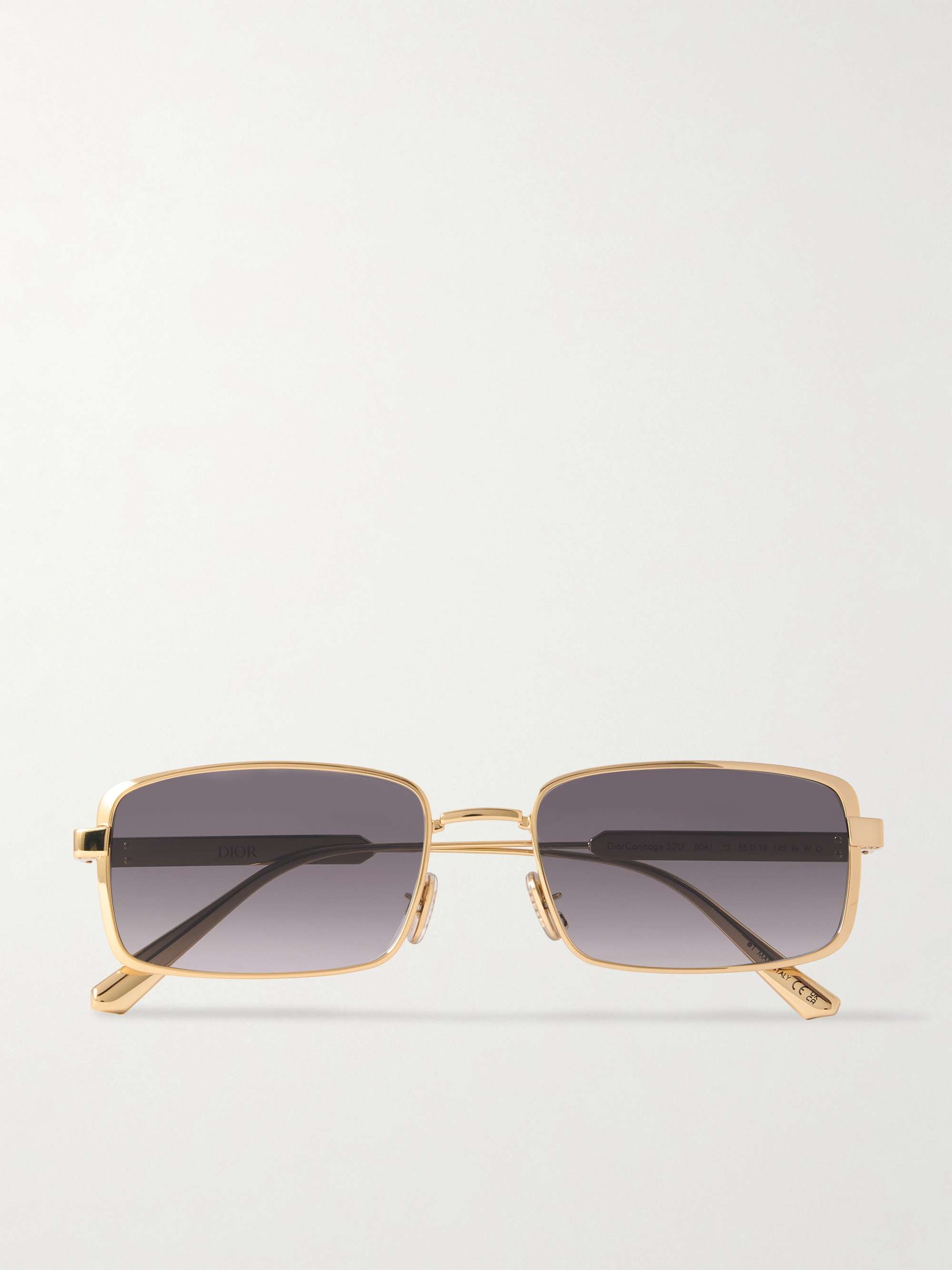 Diorcannage S2u Rectangular-Frame Gold-Tone Sunglasses