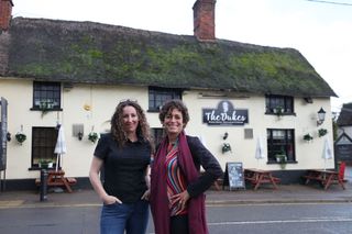 TV tonight The Hotel Inspector Alex Polizzi and owner Sarah outside The Dukes pub