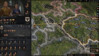 Crusader Kings 3 gameplay showing a world map