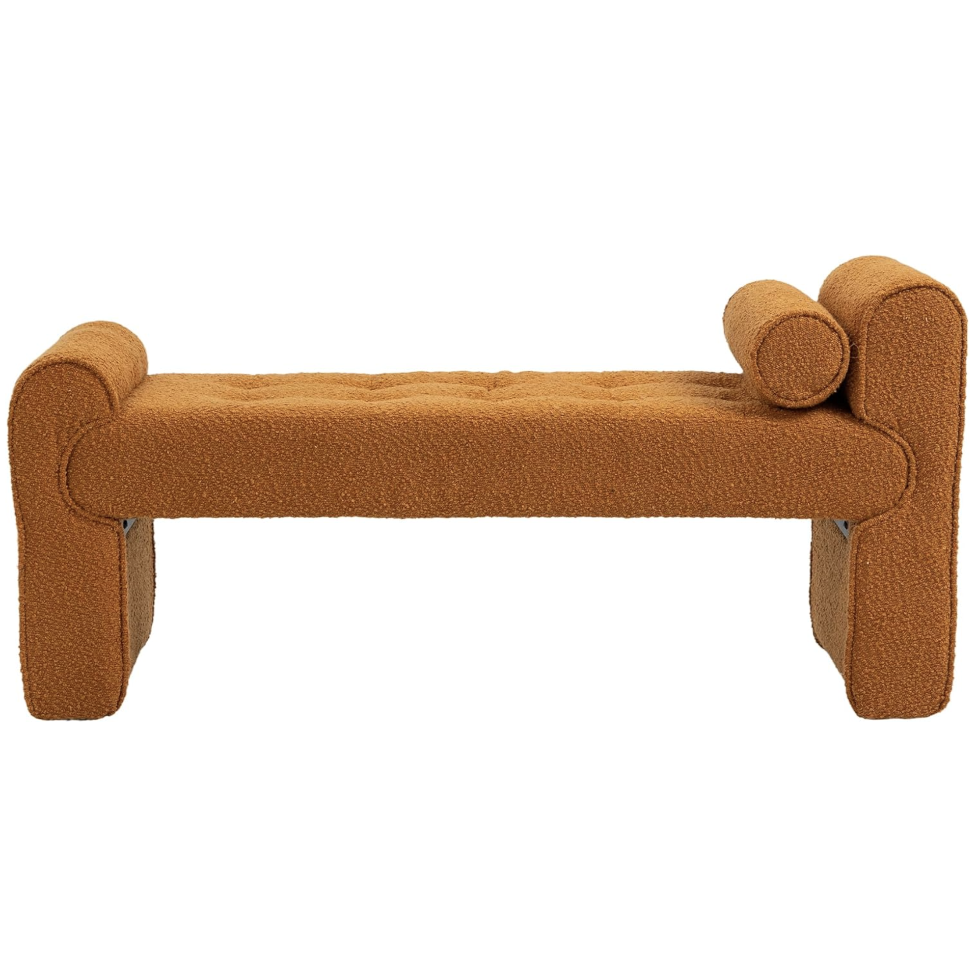 orange boucle bench