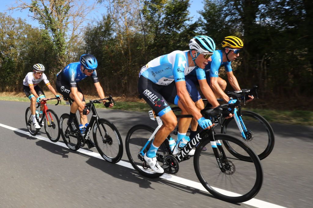 SARRAN CORRZE FRANCE SEPTEMBER 10 Luis Leon Sanchez Gil of Spain and Astana Pro Team Max Walscheid of Germany and NTT Pro Cycling Team Nils Politt of Germany and Team Israel StartUp Nation Imanol Erviti of Spain and Movistar Team Breakaway Peloton during the 107th Tour de France 2020 Stage 12 a 218km stage from Chauvigny to Sarran Corrze 658m TDF2020 LeTour on September 10 2020 in Sarran Corrze France Photo by Michael SteeleGetty Images