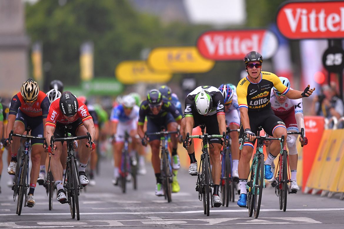 Dylan Groenewegen wins stage 21 of the Tour de France.