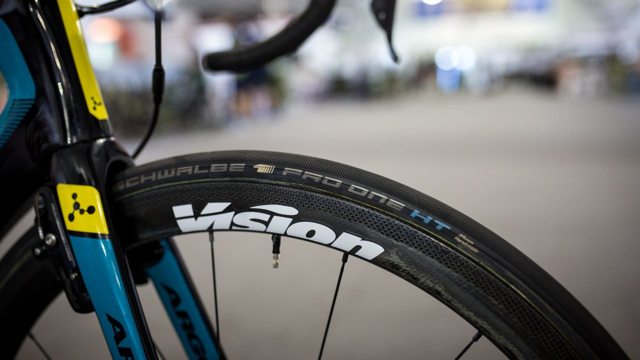 Vision wheels are partnered with Schwalbe Pro One HT tubular tyres