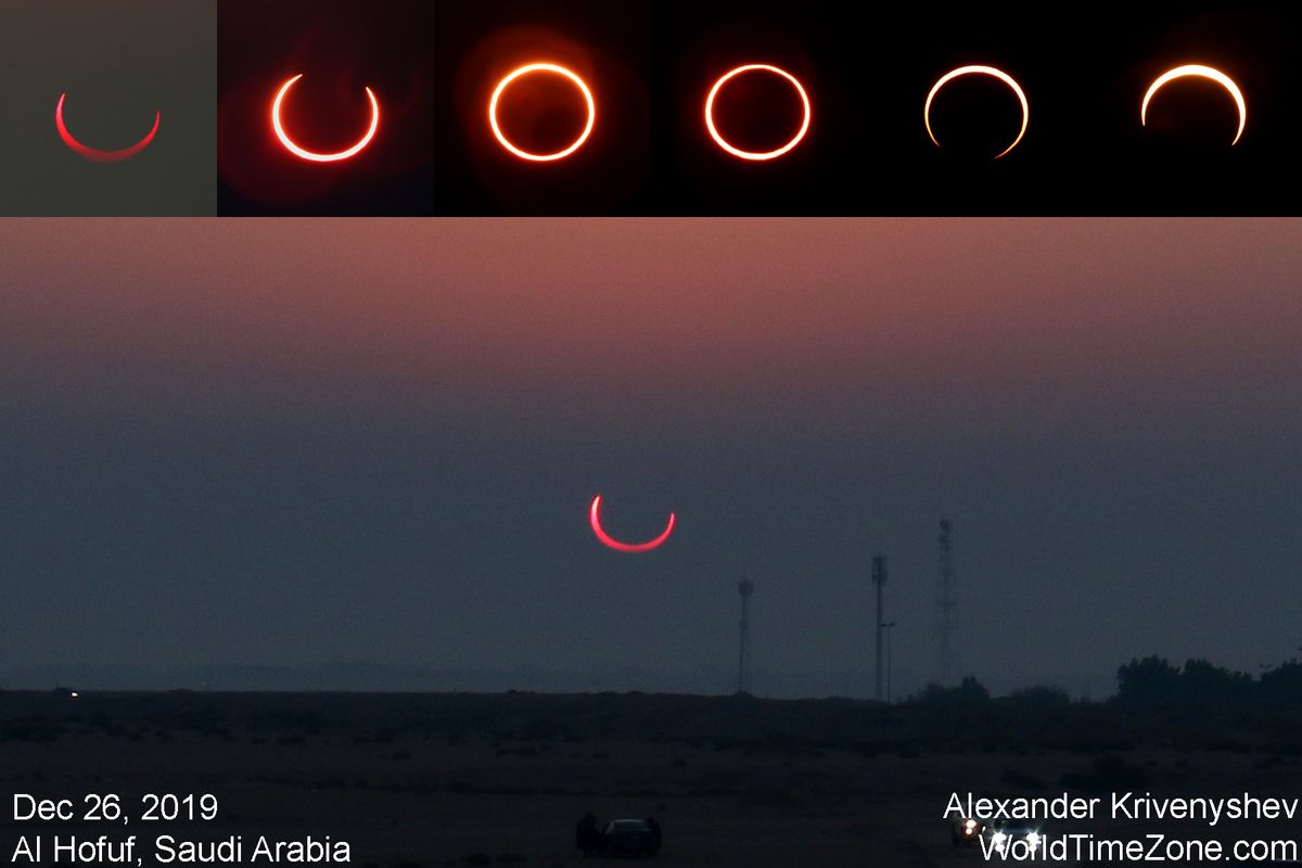 Photographer Alexander Krivenyshev of WorldTimeZone.com captured the "ring of fire" annular solar eclipse of Dec. 26, 2019 fromAl Hofuf in Saudi Arabia.