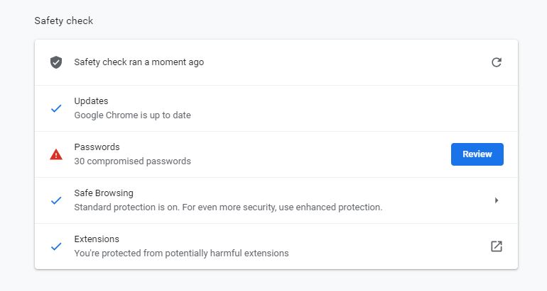 How to run a Safety Check in Google Chrome