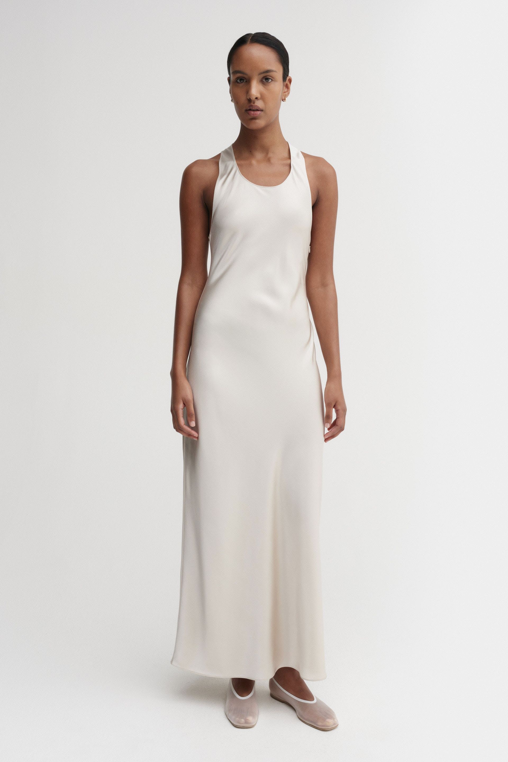Zila Satin Dress, Pearl