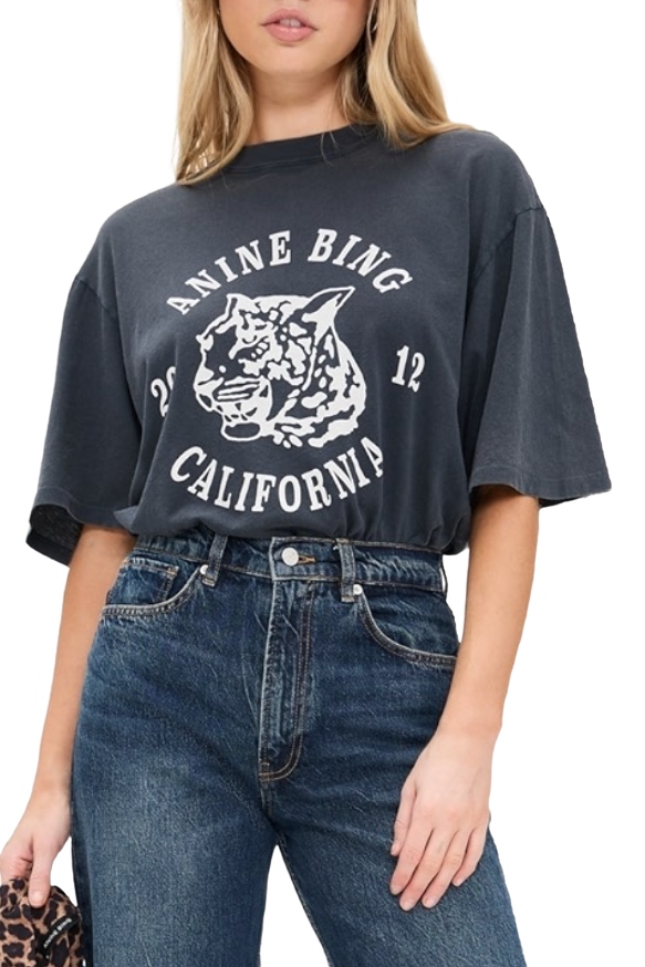 Anine Bing Collegiate Leopard Avi Tee