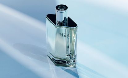 Hermes H24 men's fragrance in diamond shaped glass bottle with silver cap 