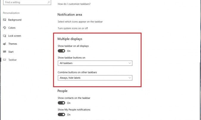 windows 10 extend taskbar across multiple monitors