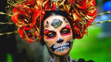 A participant in the Day of the Dead festival at the Hollywood Forever cemetery in California on Saturday