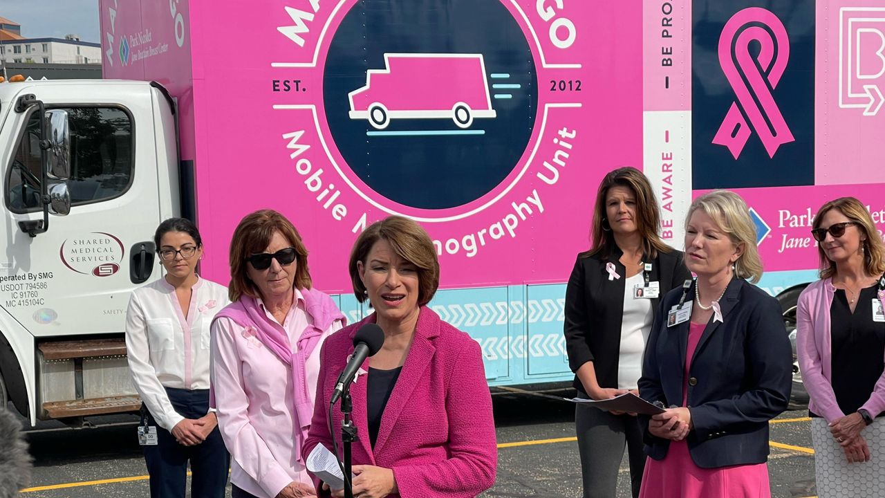 senator amy klobuchar at a breast cancer awareness event on october 1 2021