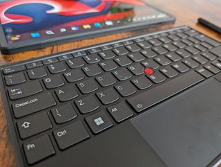 The Lenovo ThinkPad X1 Fold 16 on a desk