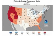 Statewide average temperature ranks for June