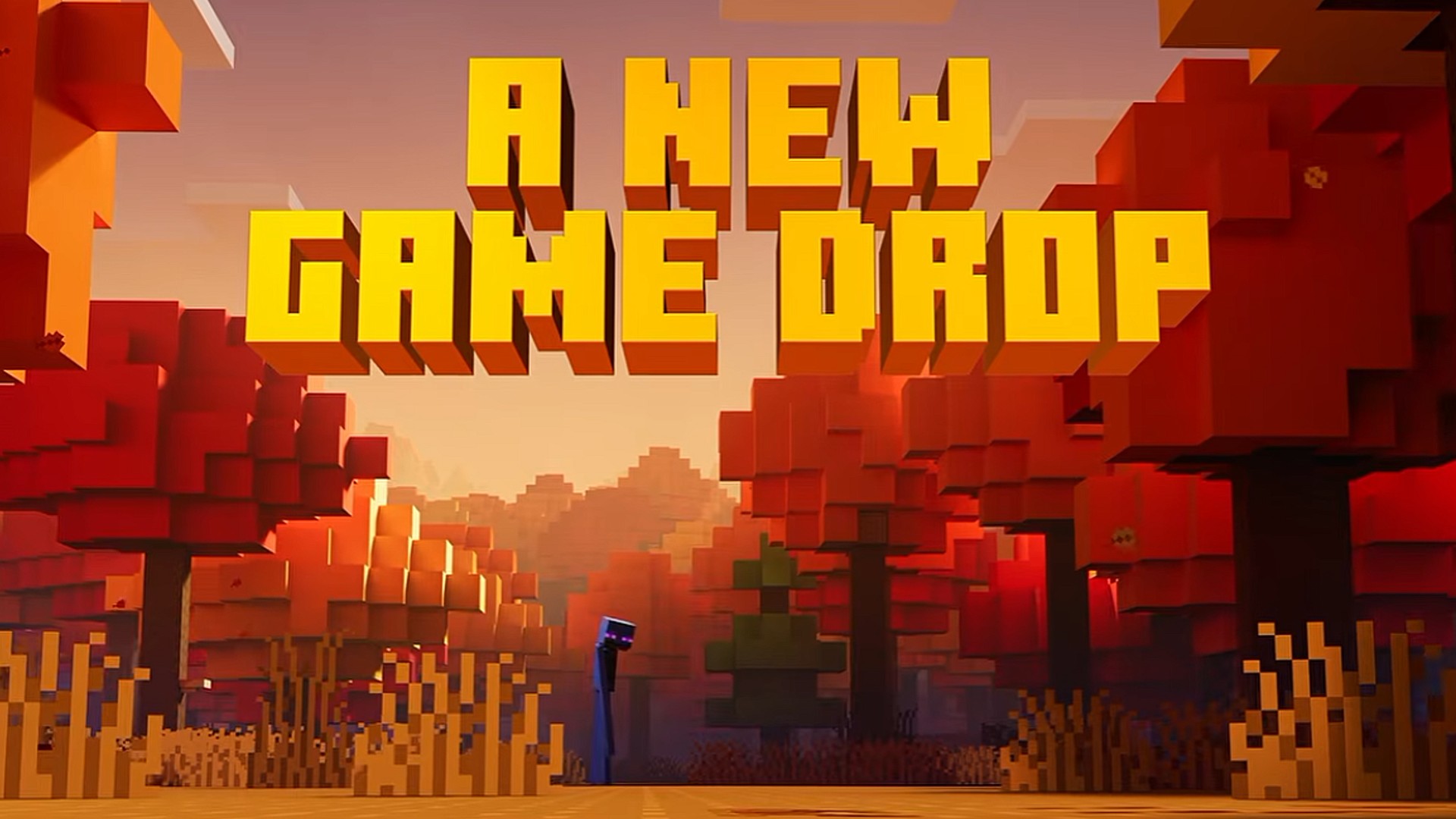 An Enderman appears under the words "A new game drop" in the trailer for Minecraft Live September 2026.