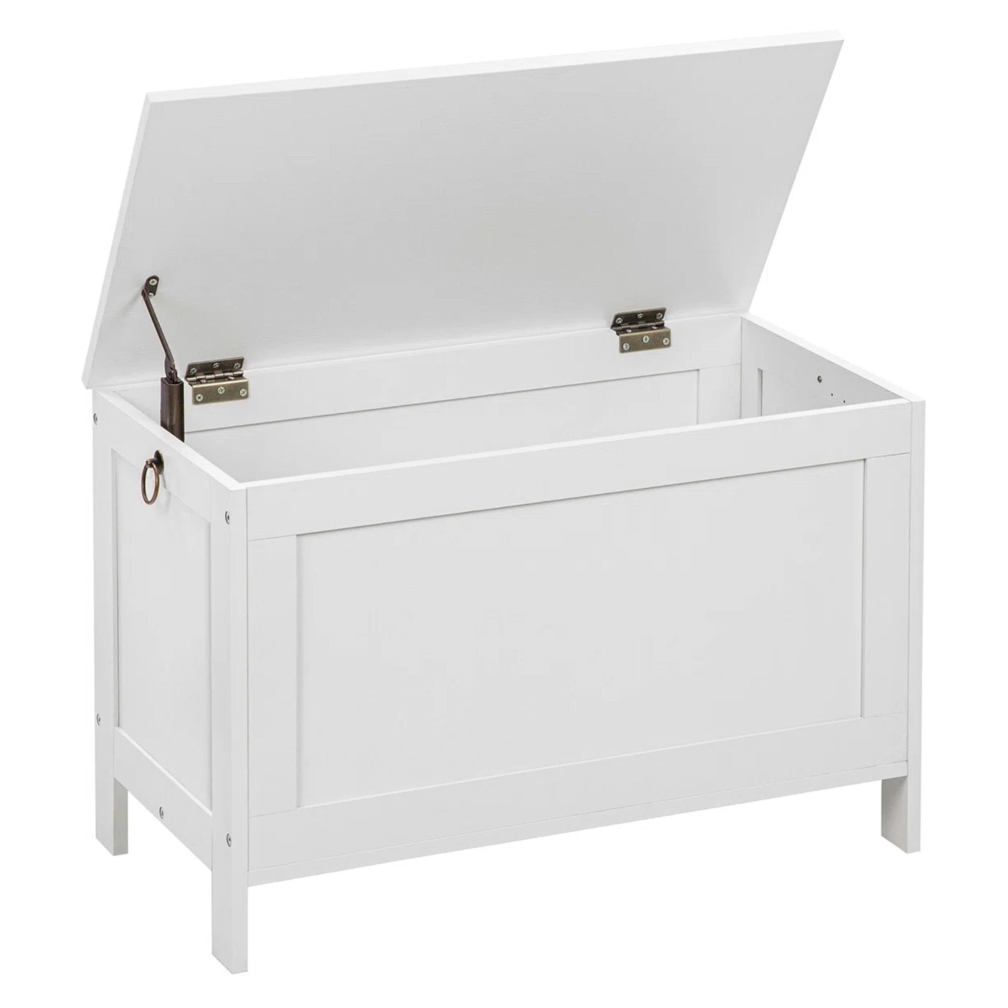 White blanket storage box with a white open lid