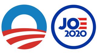 Biden's logo (right) bears some striking similarities to one used by Obama (left)