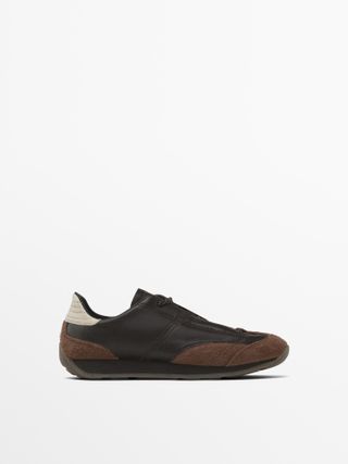 Massimo Dutti, Leather Trainers With Contrast Pieces