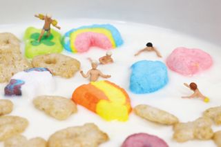 Home photography ideas: a seriously cereal-y macro swimming pool scene!