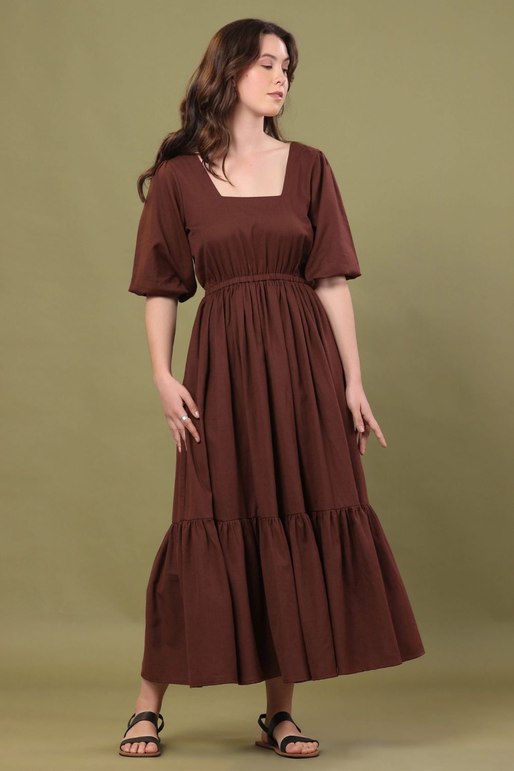 Pana Mina Maeve Dress in Mahogany Brown