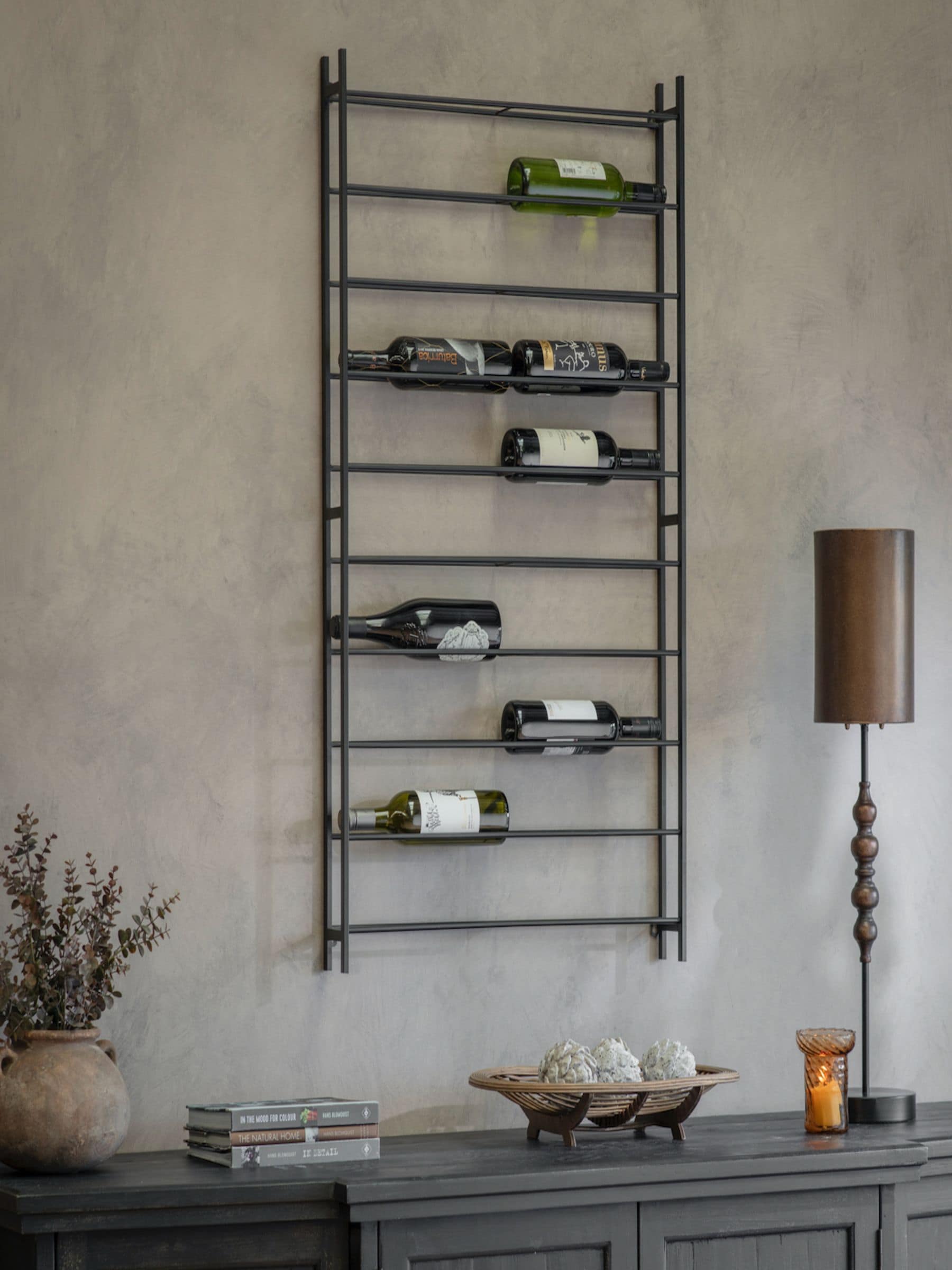 One.world Black Portland 20 Bottle Wall Wine Rack