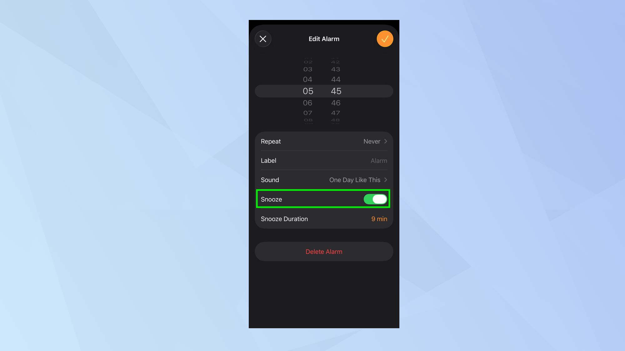 How to change the default snooze duration
