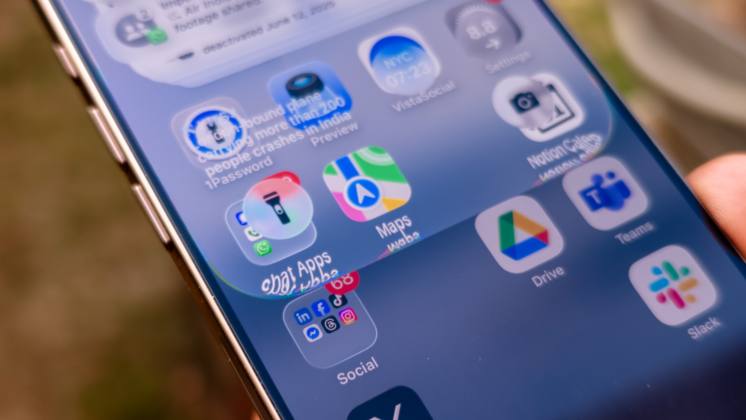 Liquid Glass in effect on the iPhone 16 Pro running the iOS 26 developer beta