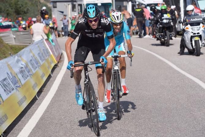 Chris Froome (Team Sky) and Fabio Aru (Astana) lead the race