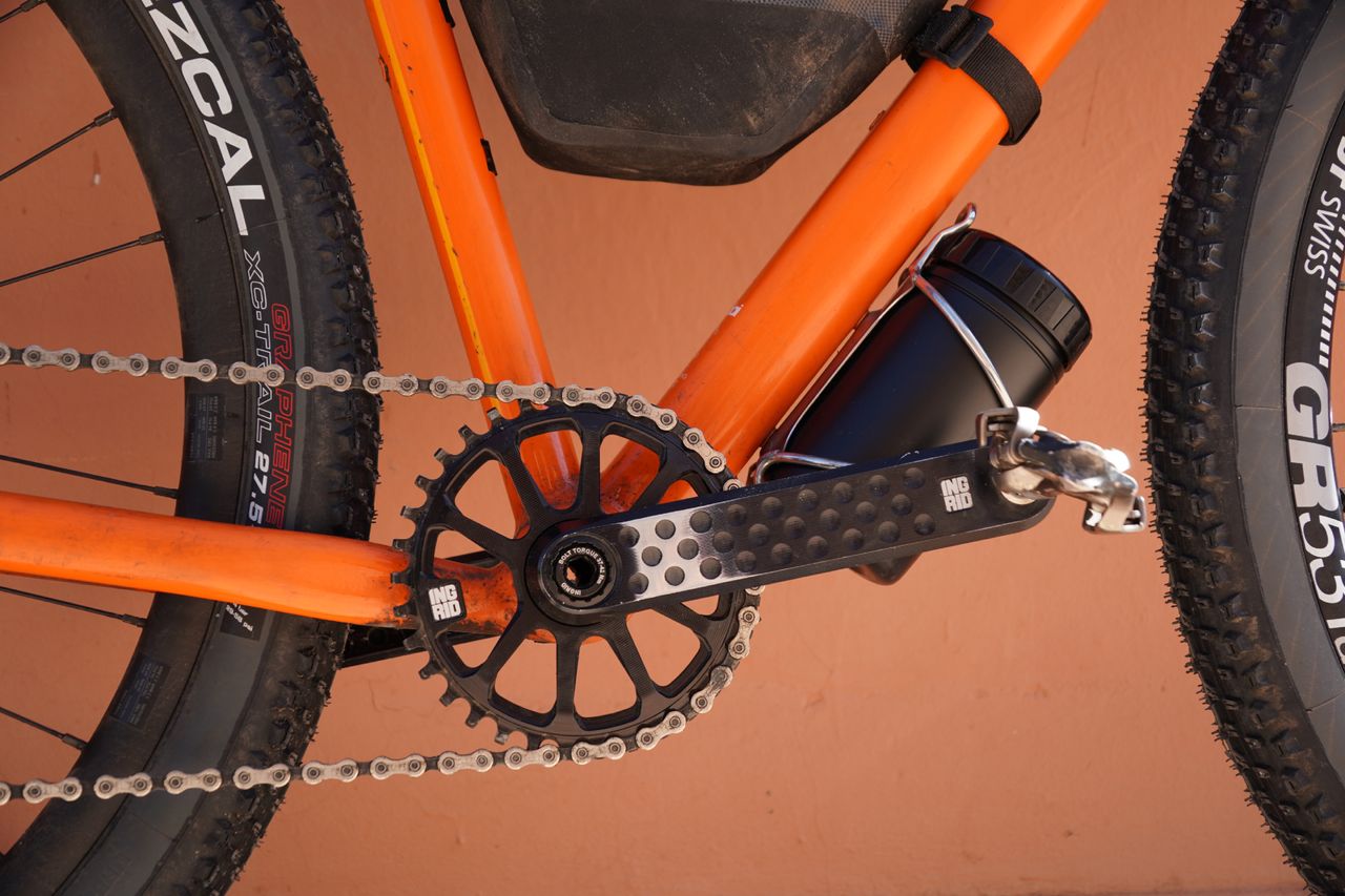 Image shows the tech on one of the bikes being ridden at the Atlas Mountain Race