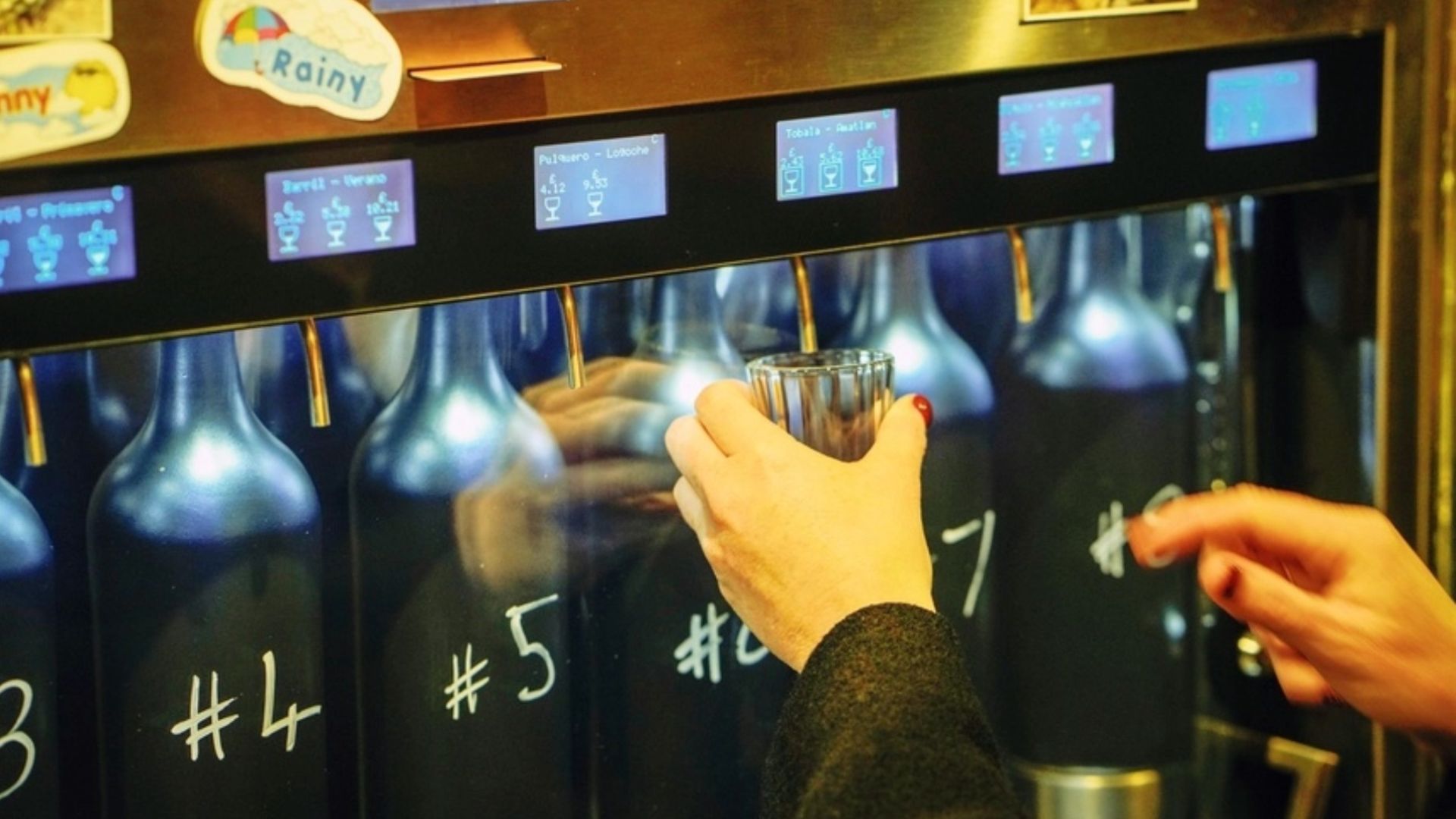 a close up image of the self service section of the mezcal bar