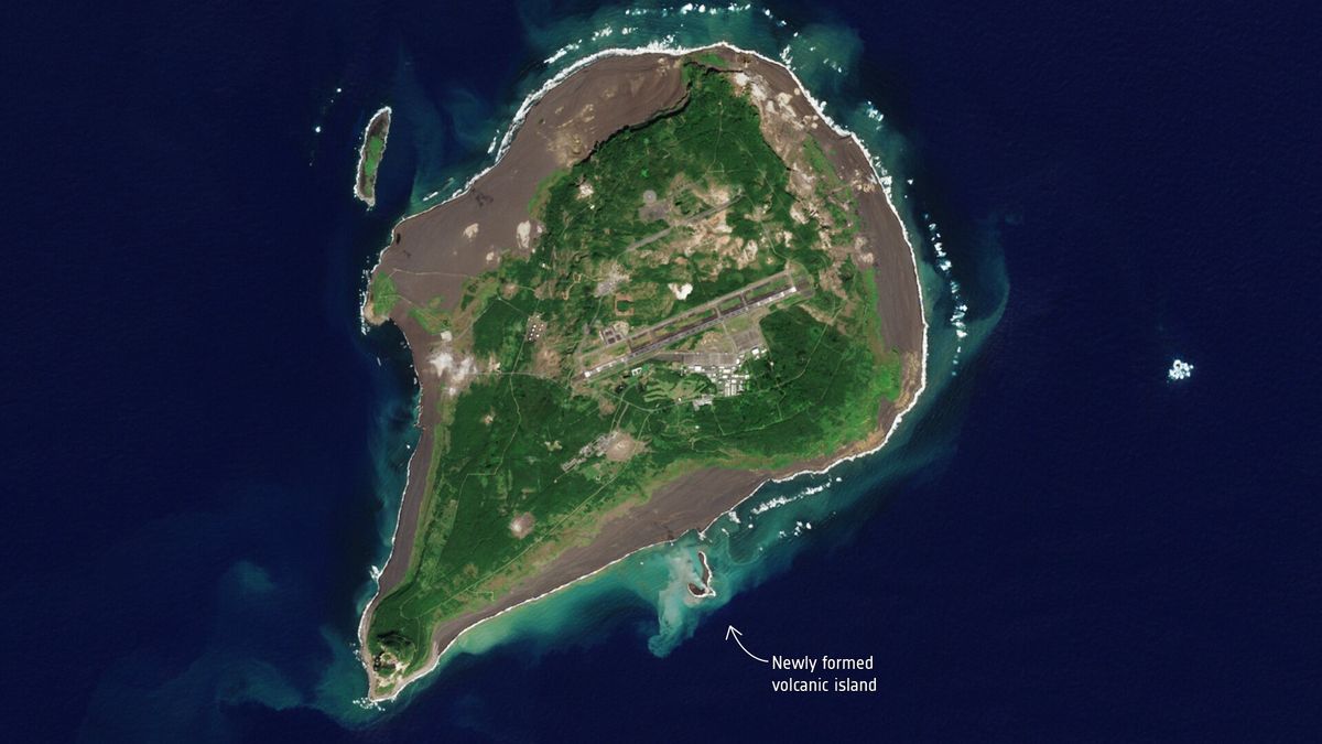 Satellites watch as Japan's new volcanic island continues to grow