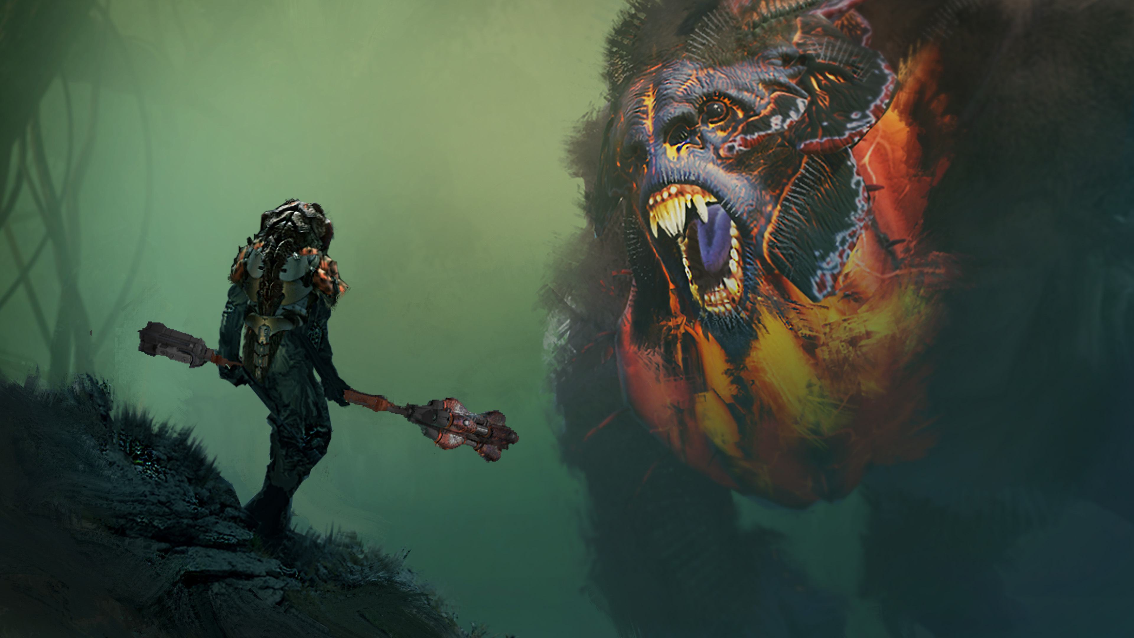 An Icarus player faces off against one of the game&#039;s giant bosses.