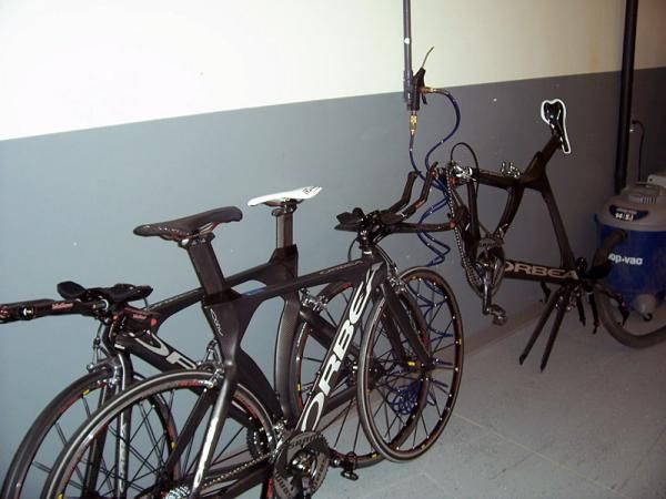 A few of the Kelly Benefit Stategies Orbea time trial bikes.