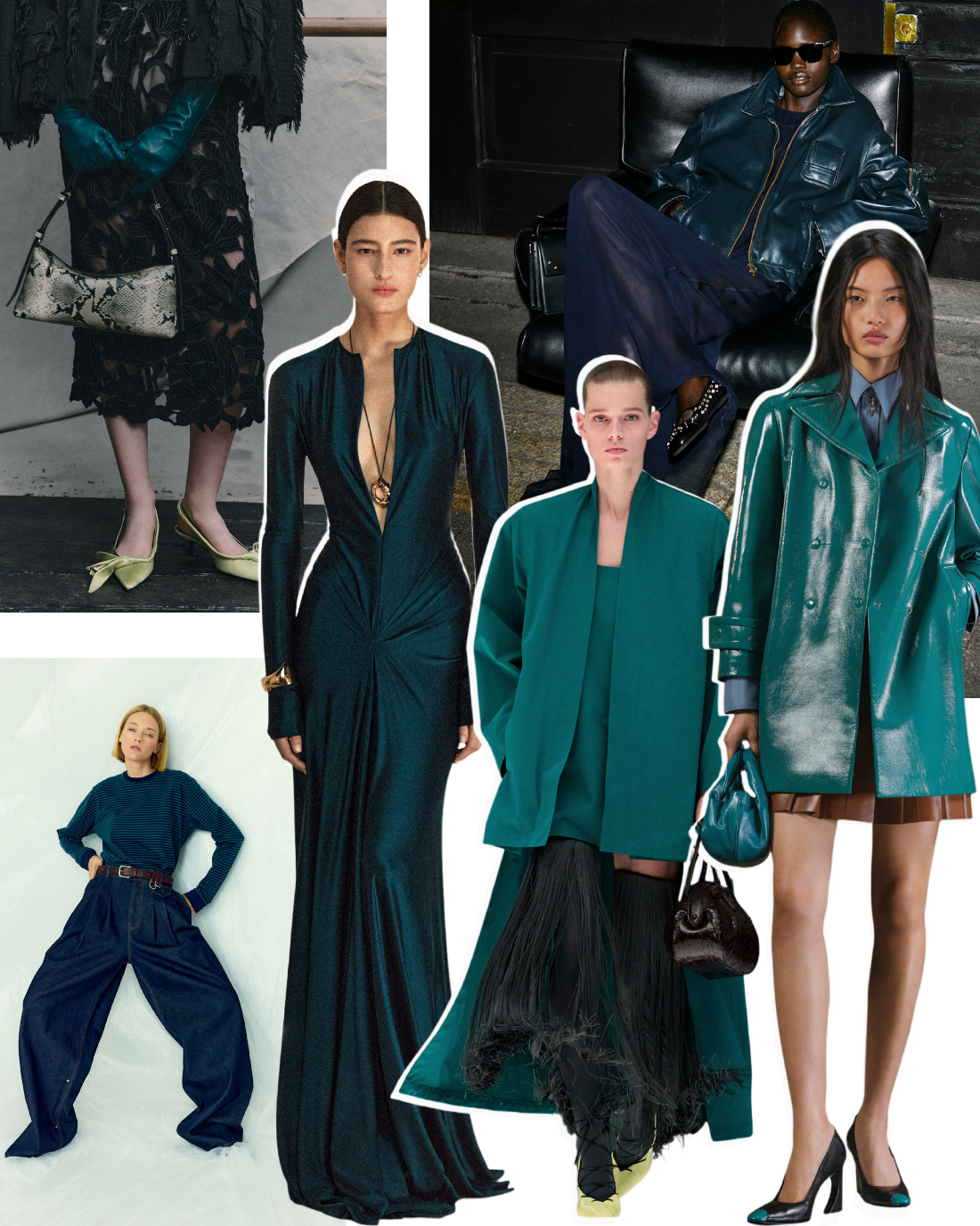 2026 teal fashion color trend at Erdem, No. 21, Tibi, Victoria Beckham, Al&amp;auml;ia, Fendi