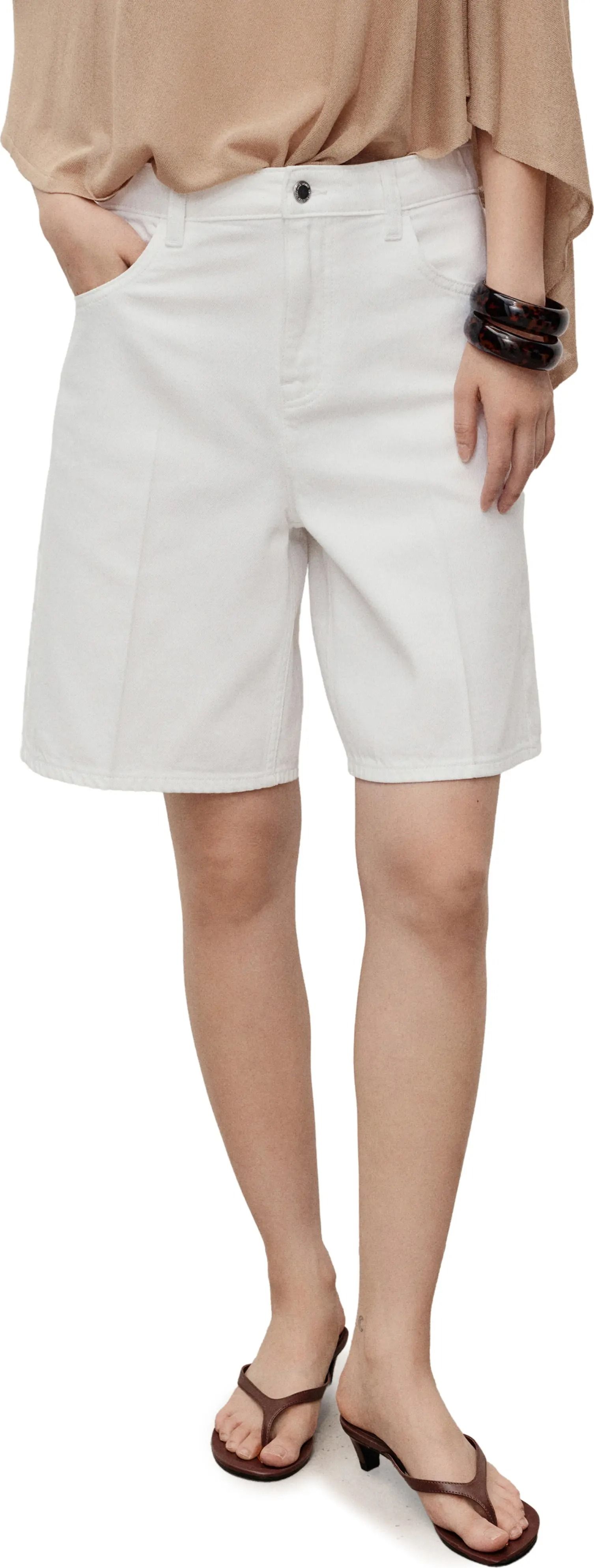 MANGO, High Waist Denim Bermuda Shorts
