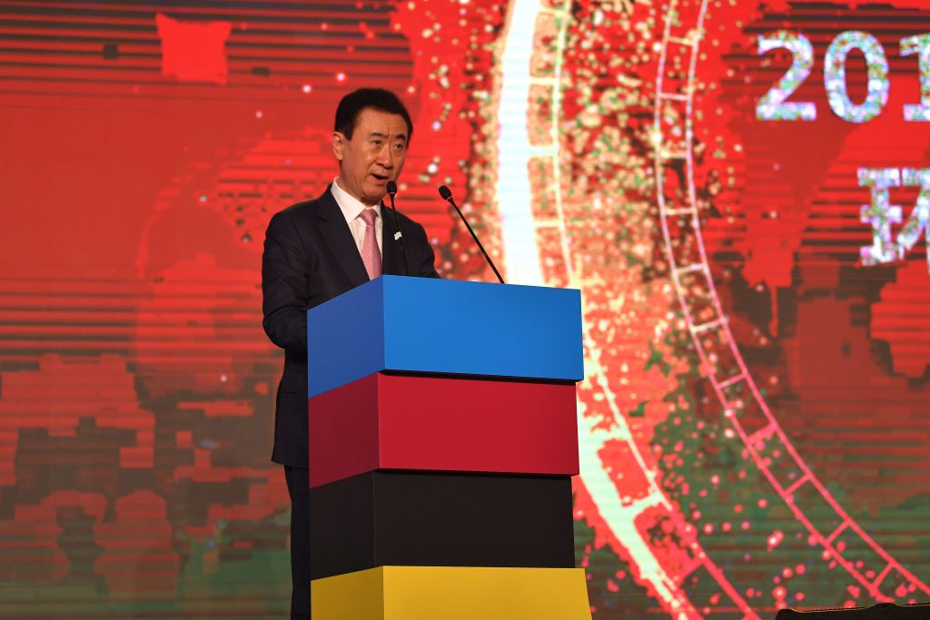 Jianlin Wang, China Wanda Group President, addresses the audience