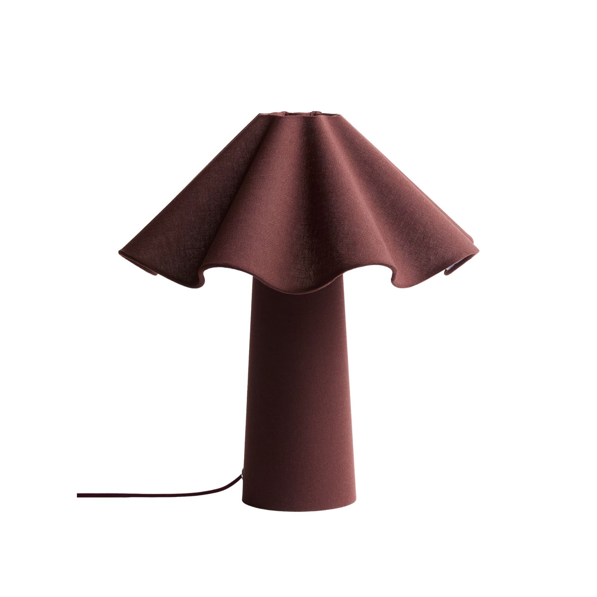wavy table lamp in burgundy