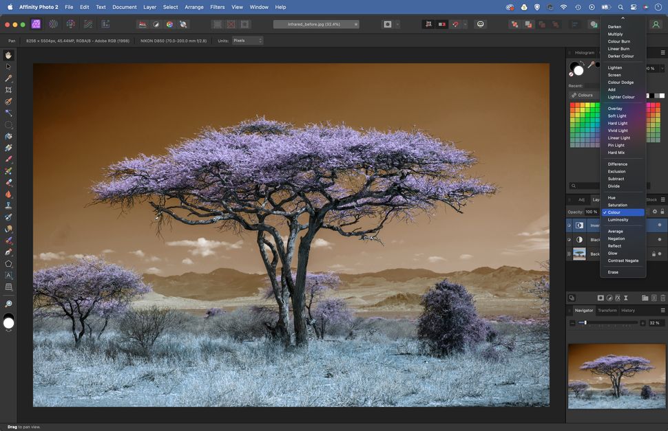 Get the infrared look in Affinity without a costly IR camera conversion