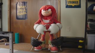 Knuckles bending a weight-bar in Knuckles