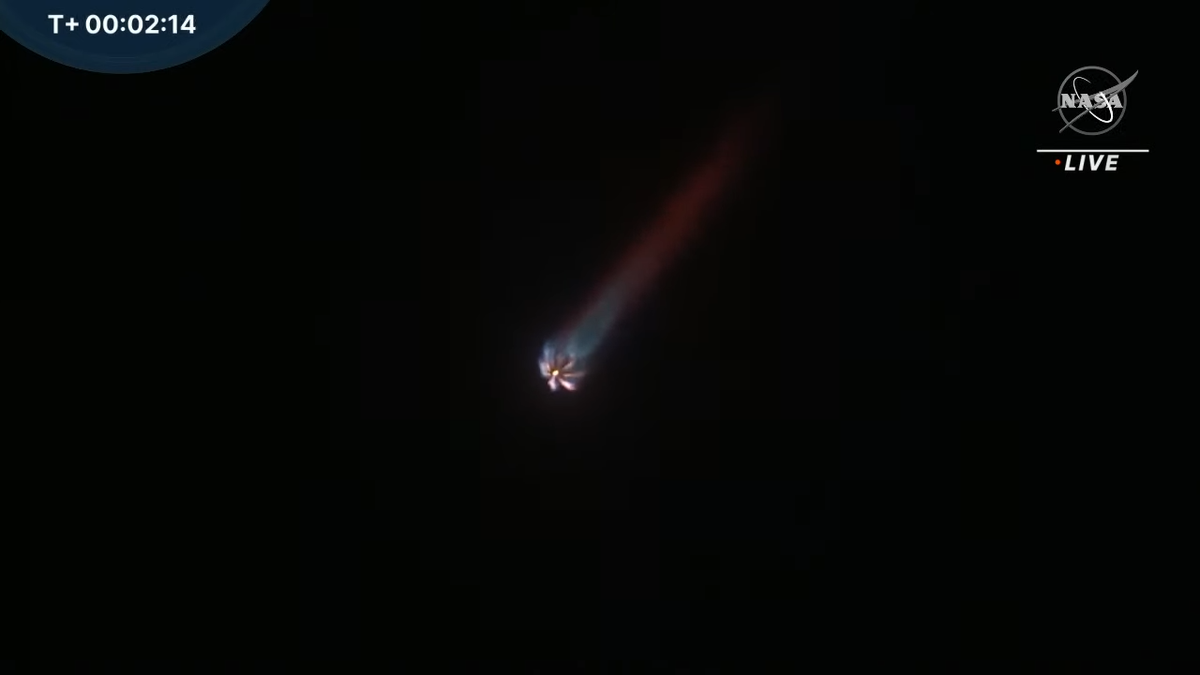 A screenshot from NASA TV's webcast of the launch of the agency's Double Asteroid Redirection Test.