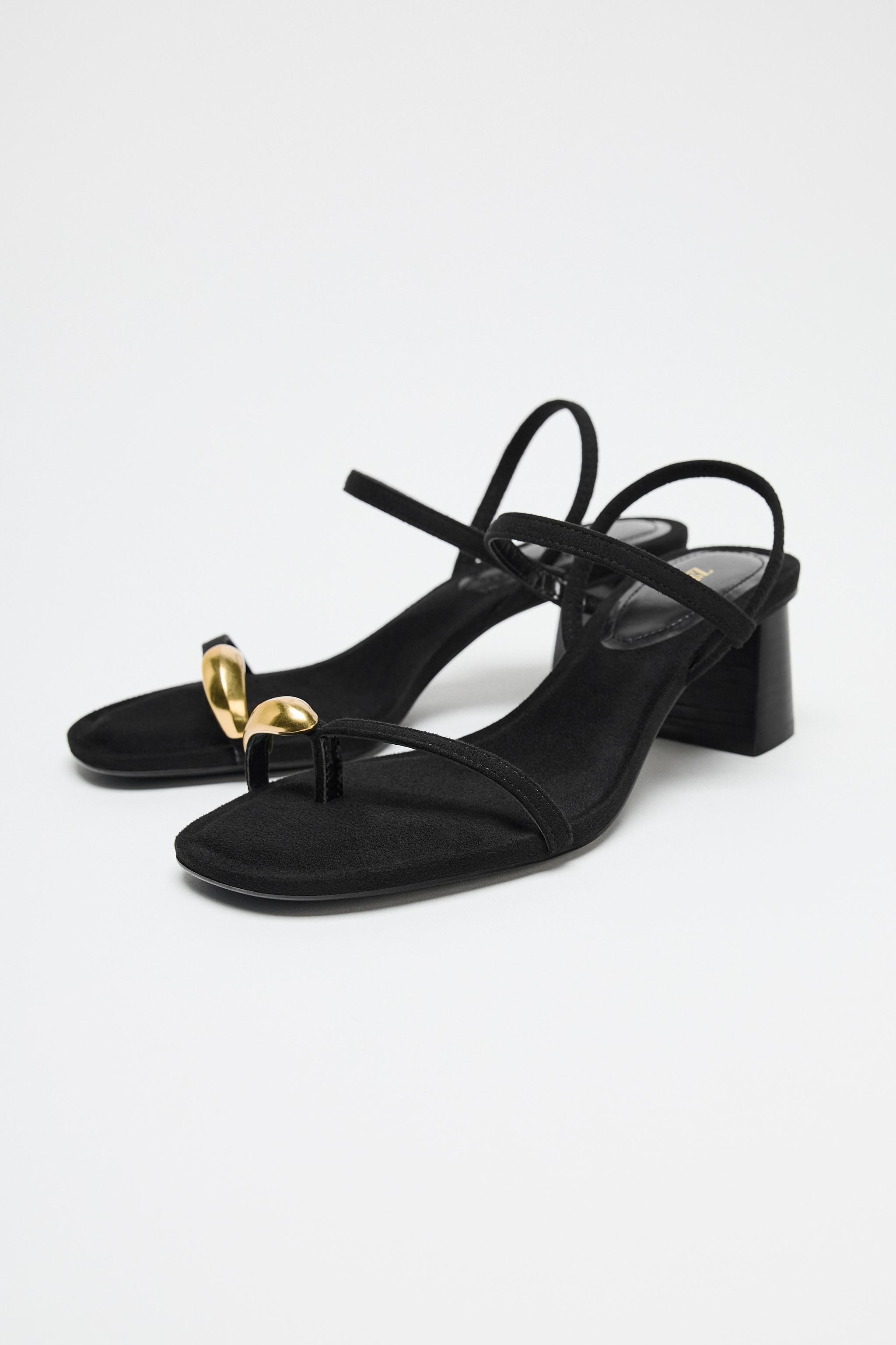 Metallic Detail Heeled Sandals