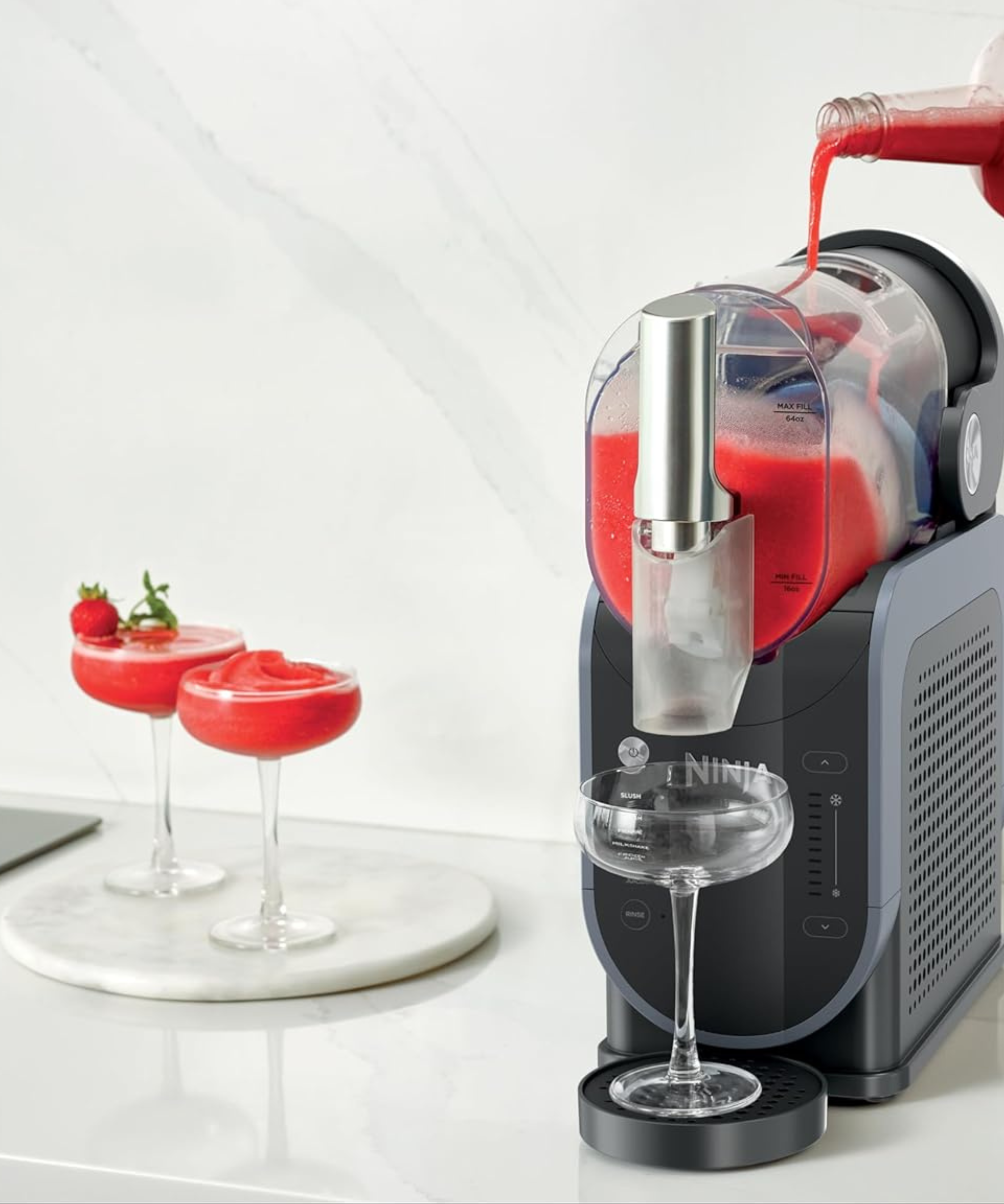 Ninja Slushi making frozen strawberry daquiris