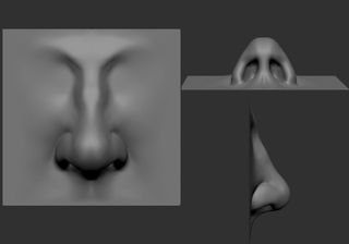 Sculpted nose from three different angles